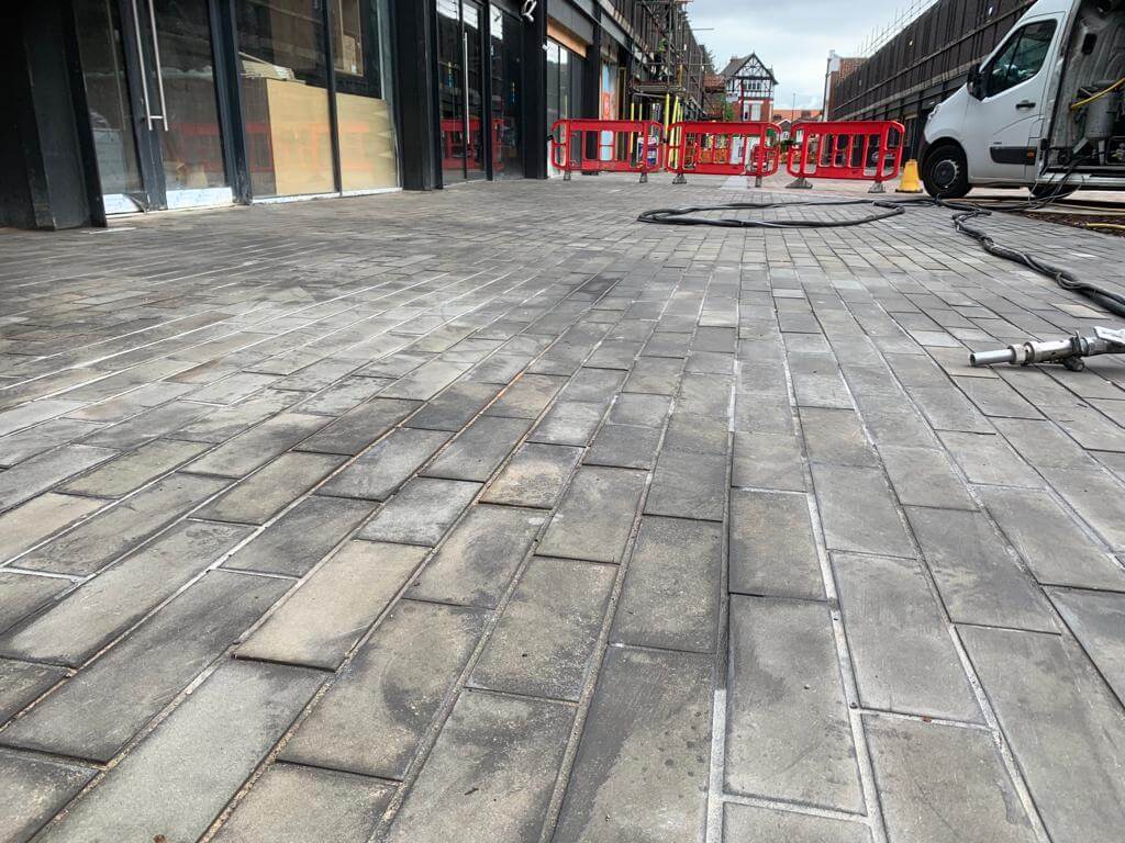 Close up view of blasted pavement.