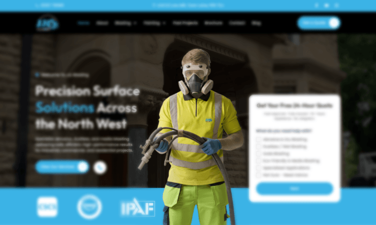 Screenshot of the new JJL Blasting website.