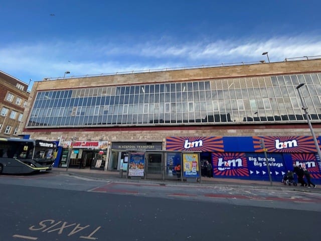 Wide angled after view of MBH shops in Blackpool town centre.