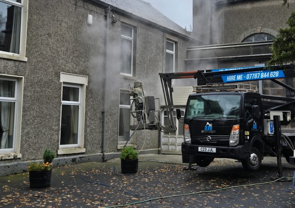 Before image of JJL blasting St George's Church in Chorley.