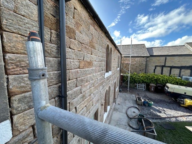 View of after work from scaffolding at Whittle cottages in Chorley.